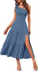 New Summer Fashion Women's One-shoulder Pleated Layered Hem Split Dress