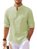 Men's Casual Shirt  Long Sleeve Stand Collar Solid Color Shirt Mens Clothing