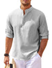 Men's Casual Shirt  Long Sleeve Stand Collar Solid Color Shirt Mens Clothing